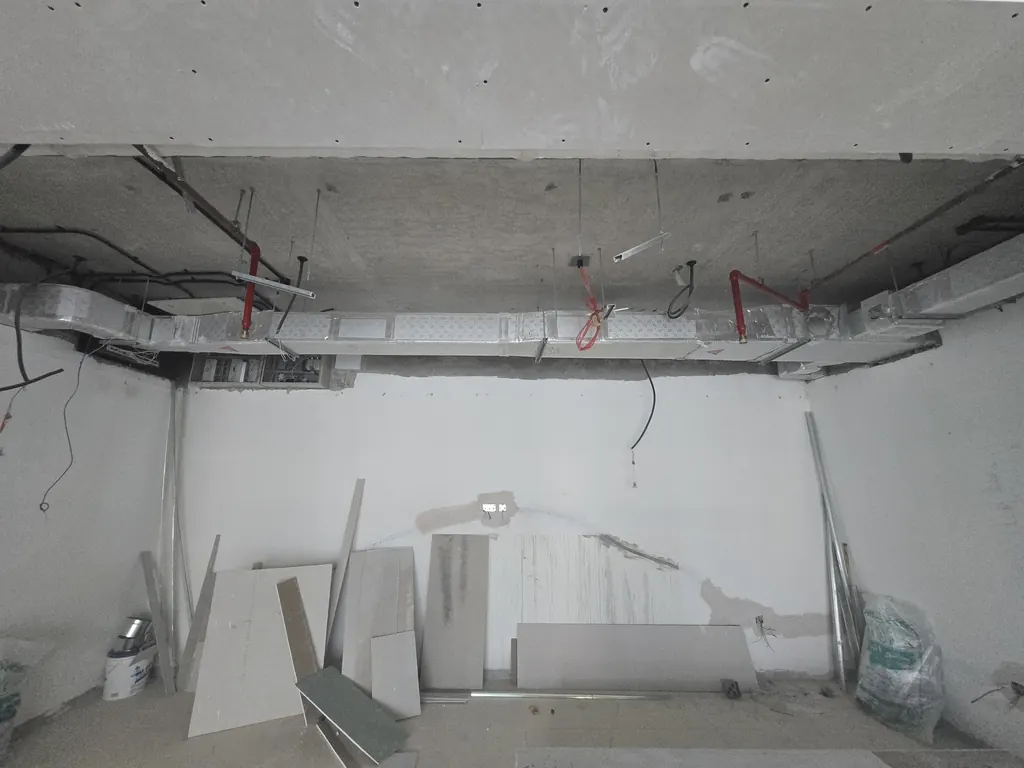 New ceiling frame going up over the main room